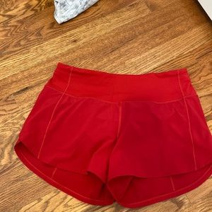 Red lululemon shorts